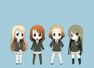 K-ON!, school uniforms, Hirasawa Yui, Akiyama Mio, Tainaka Ritsu, Kotobuki Tsumugi, simple background, knee socks - related desktop wallpaper