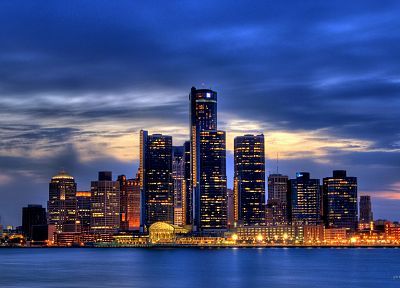 cityscapes, skylines, architecture, buildings, Detroit - duplicate desktop wallpaper