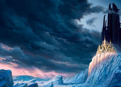winter, castles, fantasy art, artwork, Mortal Engines - related desktop wallpaper