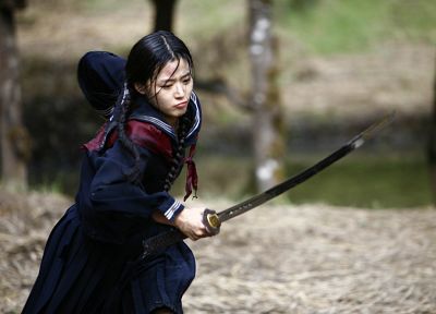 women, samurai, Asians, Korean, Jeon Ji Hyun, swords - random desktop wallpaper