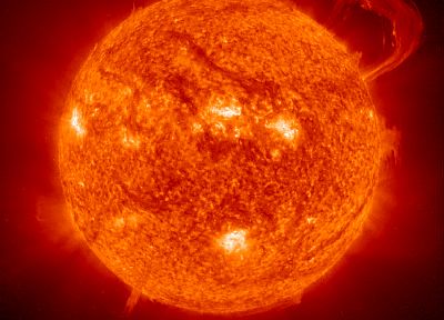 Sun, stars, Big Red, solar flares - desktop wallpaper