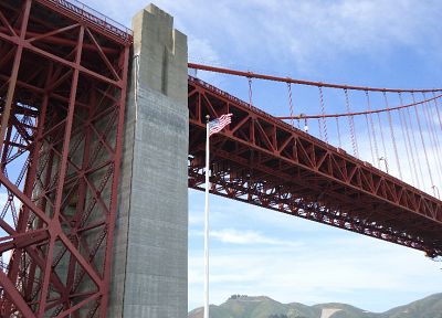 Golden Gate Bridge, San Francisco, American Flag - random desktop wallpaper