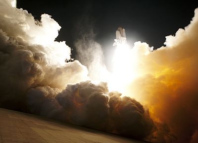 rockets, Space Shuttle, launch, illuminated - random desktop wallpaper