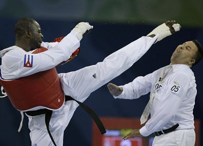 Olympics, Taekwondo, martial arts, kicking, Sport suit - random desktop wallpaper