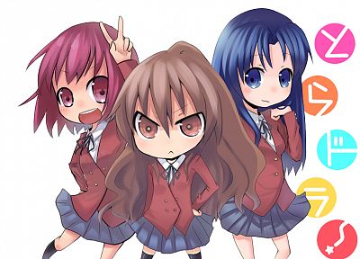 school uniforms, Aisaka Taiga, Kushieda Minori, Toradora, Kawashima Ami, simple background - related desktop wallpaper