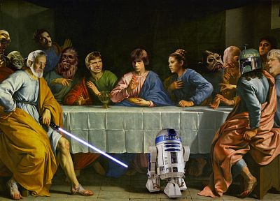 Star Wars, C3PO, R2D2, Luke Skywalker, The Last Supper, Han Solo, Chewbacca, Leia Organa, Yoda, Jango Fett, George Lucas, Obi-Wan Kenobi - related desktop wallpaper