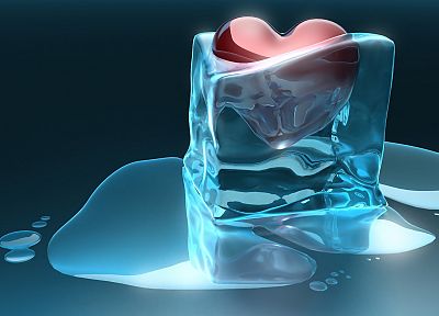 ice, frozen, melting, hearts - random desktop wallpaper