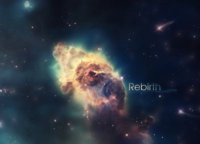 outer space, stars, text, nebulae, Carina nebula - random desktop wallpaper