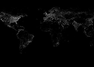 night, lights, world map - desktop wallpaper