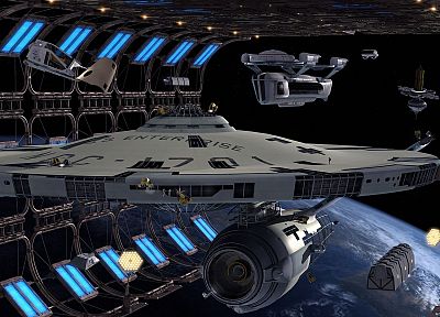 Star Trek, ships, vehicles, USS Enterprise - duplicate desktop wallpaper