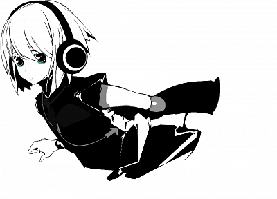 headphones, Beatmania, simple background, anime girls - related desktop wallpaper