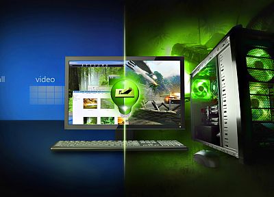 green, Gamer, PC Mods - random desktop wallpaper