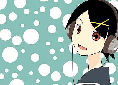 headphones, Sayonara Zetsubou Sensei, Fuura Kafuka, faces, sailor uniforms - random desktop wallpaper