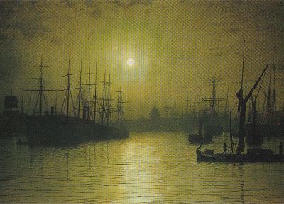 paintings, ships, John Atkinson Grimshaw, River Thames - random desktop wallpaper