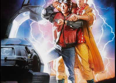 Back to the Future, Doc Brown, Marty McFly, DeLorean DMC-12 - desktop wallpaper