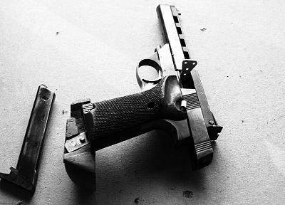 pistols, guns, grayscale, monochrome - desktop wallpaper