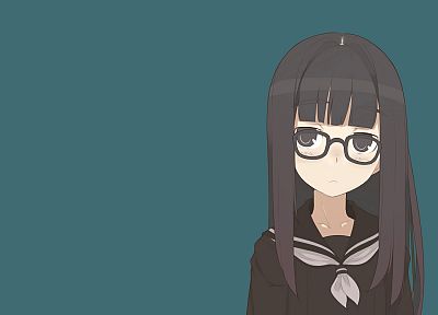 school uniforms, glasses, meganekko, simple background, anime girls - desktop wallpaper