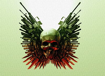 skulls, guns, The Expendables - random desktop wallpaper