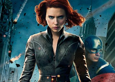 Scarlett Johansson, Captain America, Black Widow, Chris Evans, The Avengers (movie) - duplicate desktop wallpaper