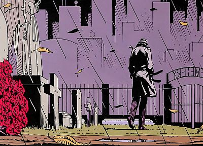 Watchmen, rain, Rorschach, graveyards, roses - desktop wallpaper