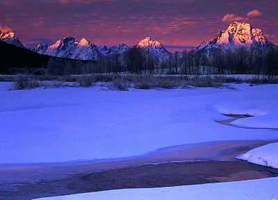 mountains, winter, snow landscapes, frozen lake - desktop wallpaper