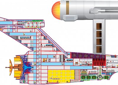 Star Trek, schematic, USS Enterprise - random desktop wallpaper