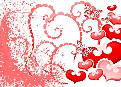 red, hearts - desktop wallpaper