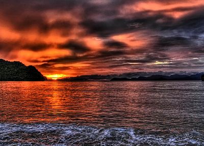 sunset, clouds, sea - duplicate desktop wallpaper