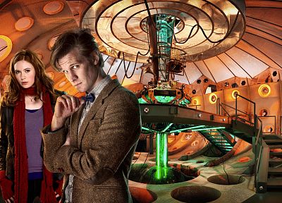 Matt Smith, Karen Gillan, Amy Pond, Eleventh Doctor, Doctor Who, Tardis Control Room - related desktop wallpaper