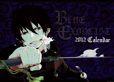 calendar, anime, anime boys, Ao no Exorcist, Okumura Rin, swords, black hair - random desktop wallpaper