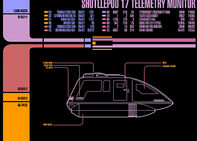 Star Trek, Star Trek The Next Generation, shuttle, LCARS, Star Trek schematics - random desktop wallpaper