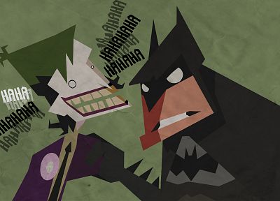 Batman, comics, The Joker, cartoonish, alternative art, digital art, green background - random desktop wallpaper