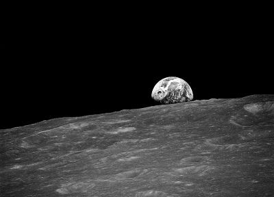 Moon, earthrise, monochrome, Apollo - related desktop wallpaper