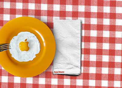 eggs, Apple Inc., logos, forks, fried eggs - duplicate desktop wallpaper