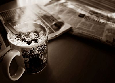 coffee, newspapers - duplicate desktop wallpaper