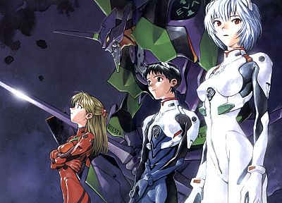Ayanami Rei, Neon Genesis Evangelion, Ikari Shinji, Asuka Langley Soryu - duplicate desktop wallpaper