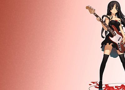 light, music, K-ON!, guitars, Akiyama Mio, flower petals, simple background, anime girls - related desktop wallpaper