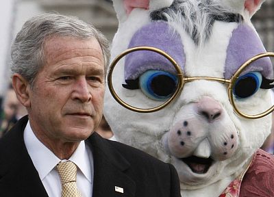 creepy, costume, celebrity, rabbits, presidents, George Bush - random desktop wallpaper