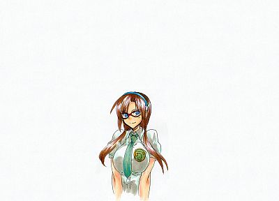Neon Genesis Evangelion, Makinami Mari Illustrious, meganekko, simple background - desktop wallpaper