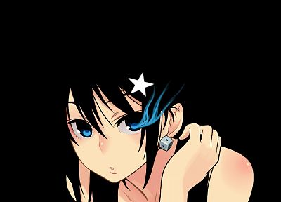 Black Rock Shooter, blue eyes, earrings, open mouth, anime girls, glowing eyes - random desktop wallpaper