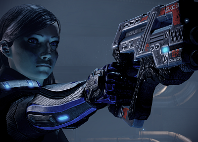 pistols, Mass Effect, Mass Effect 2, FemShep, Commander Shepard - random desktop wallpaper
