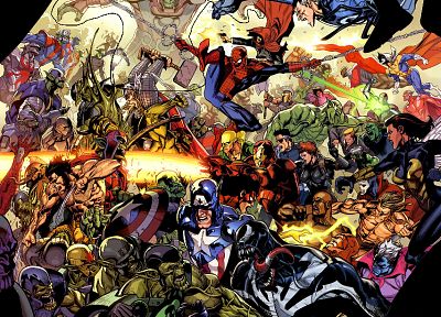 Iron Man, comics, Venom, Thor, Spider-Man, Captain America, Wolverine, books, Marvel Comics, Mr. Fantastic, skrulls - related desktop wallpaper