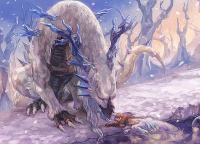 snow, dragons - random desktop wallpaper