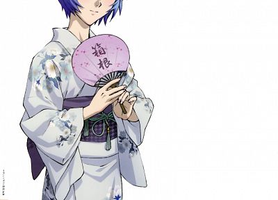 women, Ayanami Rei, Neon Genesis Evangelion, blue hair, Japanese clothes, simple background, anime girls - desktop wallpaper
