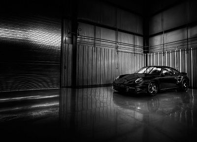 black, Porsche, cars, garages - desktop wallpaper