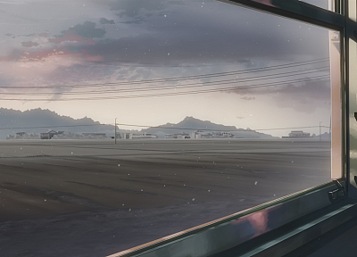 trains, Makoto Shinkai, 5 Centimeters Per Second, artwork, vehicles, anime, window panes - related desktop wallpaper