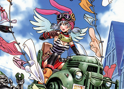 wings, cleavage, glasses, Yamashita Shunya, anime girls - desktop wallpaper