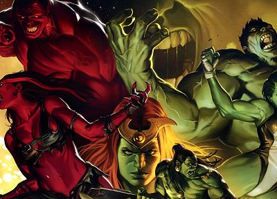 Hulk (comic character), She Hulk, Red Hulk, Red She Hulk - random desktop wallpaper