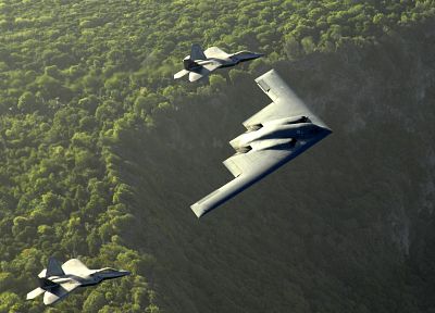 aircraft, military, bomber, F-22 Raptor, planes, B-2 Spirit - random desktop wallpaper