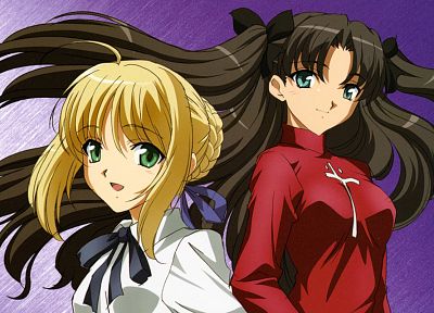Fate/Stay Night, Tohsaka Rin, Saber, anime girls, Fate series - random desktop wallpaper